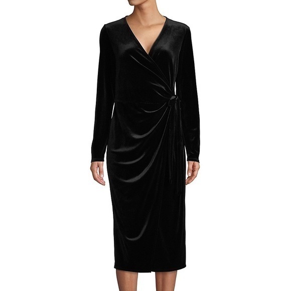 Nwt H Halston Velvet Wrap Dress